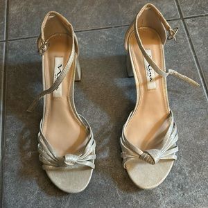 Nina silver block heels